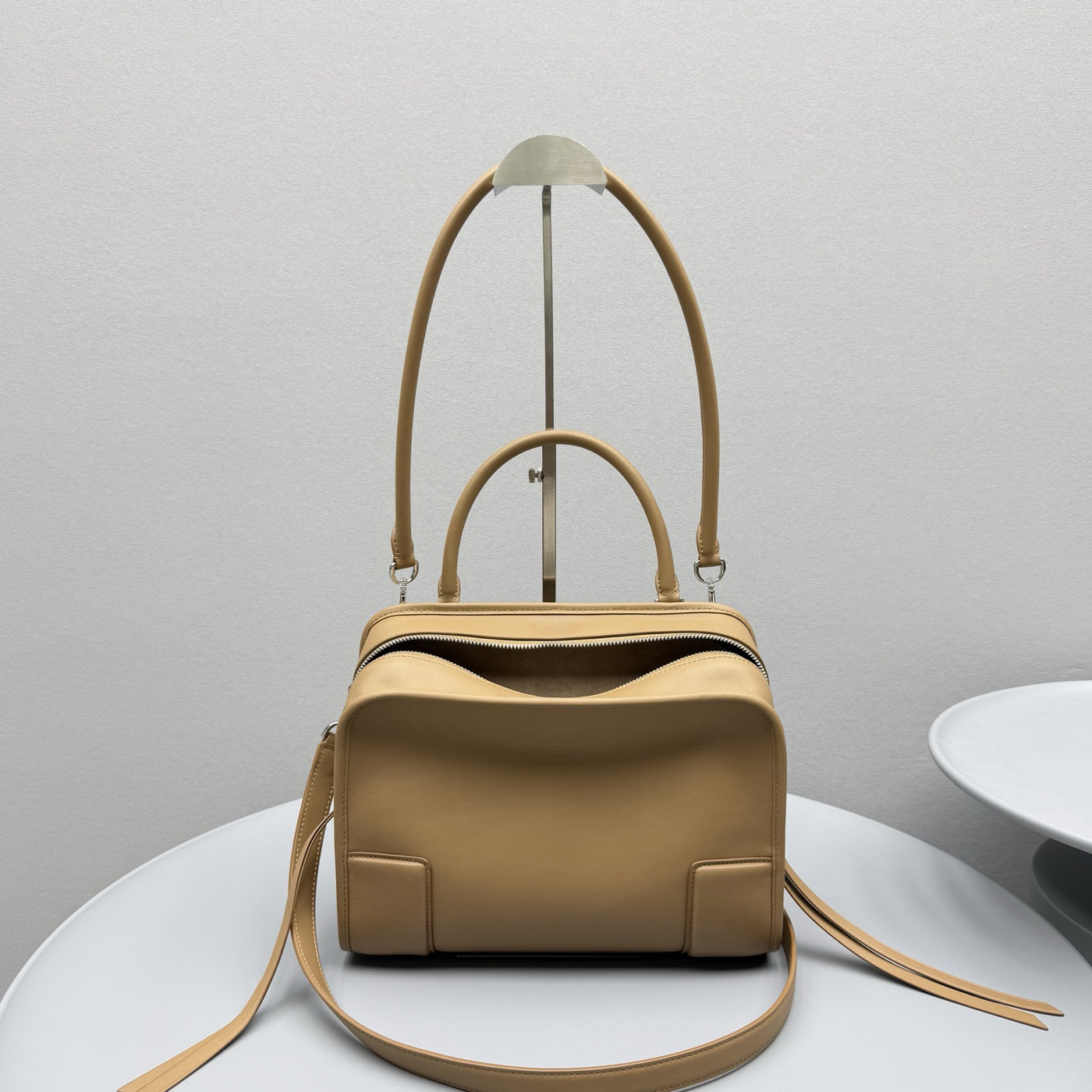 Designer Bag 26SS Spring Summer Series Women Medium Handbag, Mocha Cow Leather Double Zip Tote Purse, Detachable Handle & Strap, For Work, Travel, E