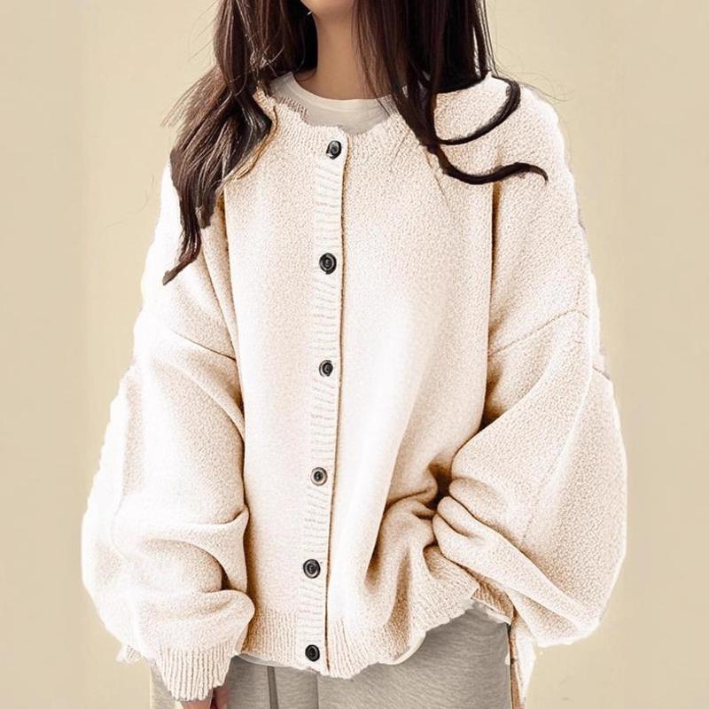 Cardigan en tricot boutonné Vintage de styliste, pull de banlieue ample et décontracté à manches longues et col rond de couleur unie