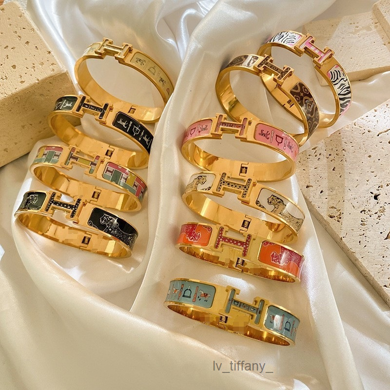 New all titanium steel bracelet with enamel fashionable animal design European American style H letter versatile and unique popular cross border ite