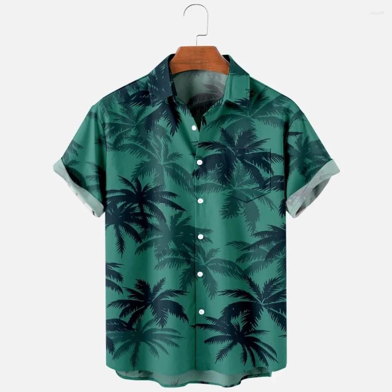 Men's Fashionable Summer T-shirt Hawaiian 3D Print Comfortable Casual Shirts With One Button Oversize Beach Short Sleeve