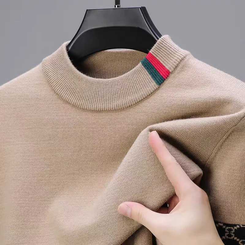 round brand High neck end men's knitted sweater autumn winter fashion high-quty striped Korean design warm casual pullover M261016