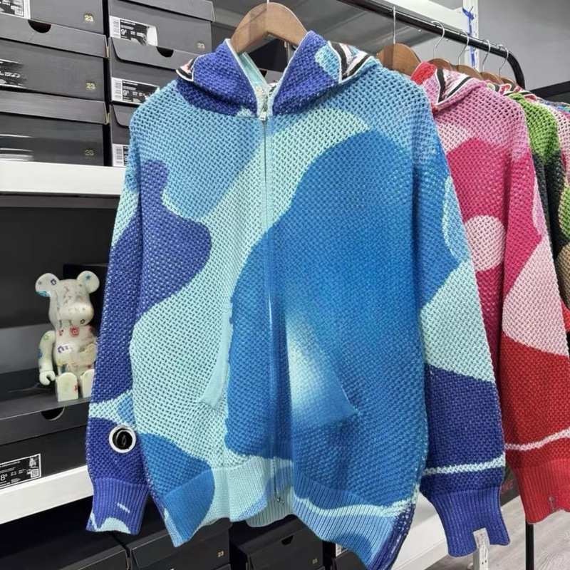 Bapesta Shirt Designer Hoodie Camouflage Dopamine Knit Hollow Hoodie Sweatshirt For Men And Women Versatile Streetwear Zip Up Hoody Bapehoodie Kids