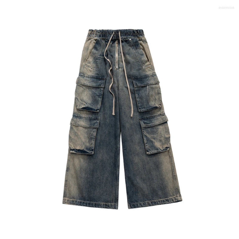 Owen Seak Men's Cargo Jeans Casual Loose Stacked Trousers Gothic Men Baggy Sweatpants Autumn Black Luxury Long Work Pants