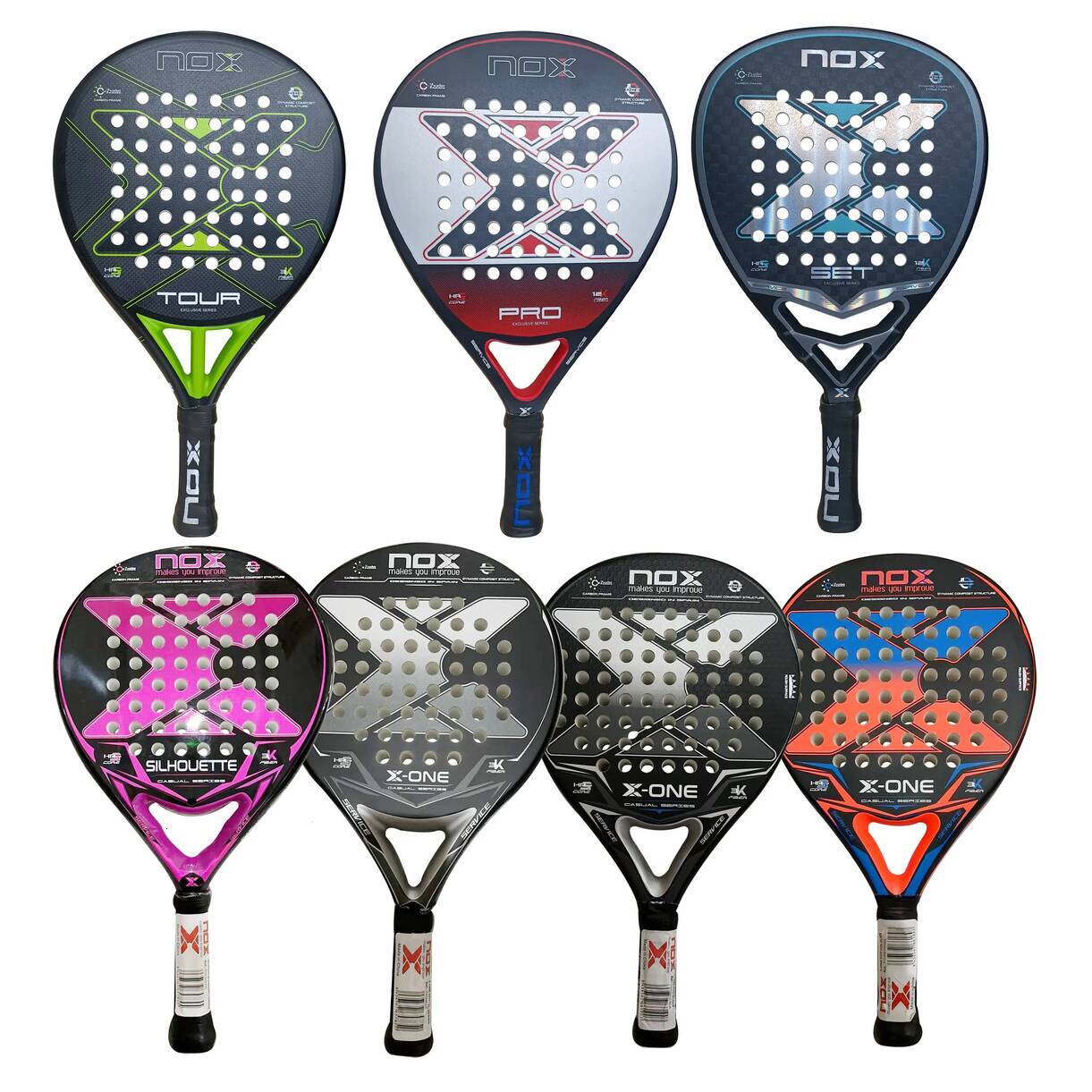 Multi-Piece Tennis * Racket Matching full graphite professional tournament racquets Kits Nox 3K 12K 18K Carbon Fiber Rough Surface With EVA SOFT Mem