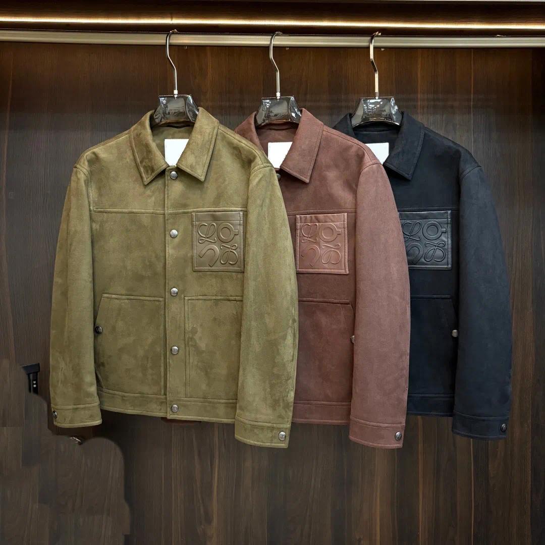 Luxury designer men's suede truck jacket with multiple pockets and a vintage casual jacket for autumn and winter men's daily wear