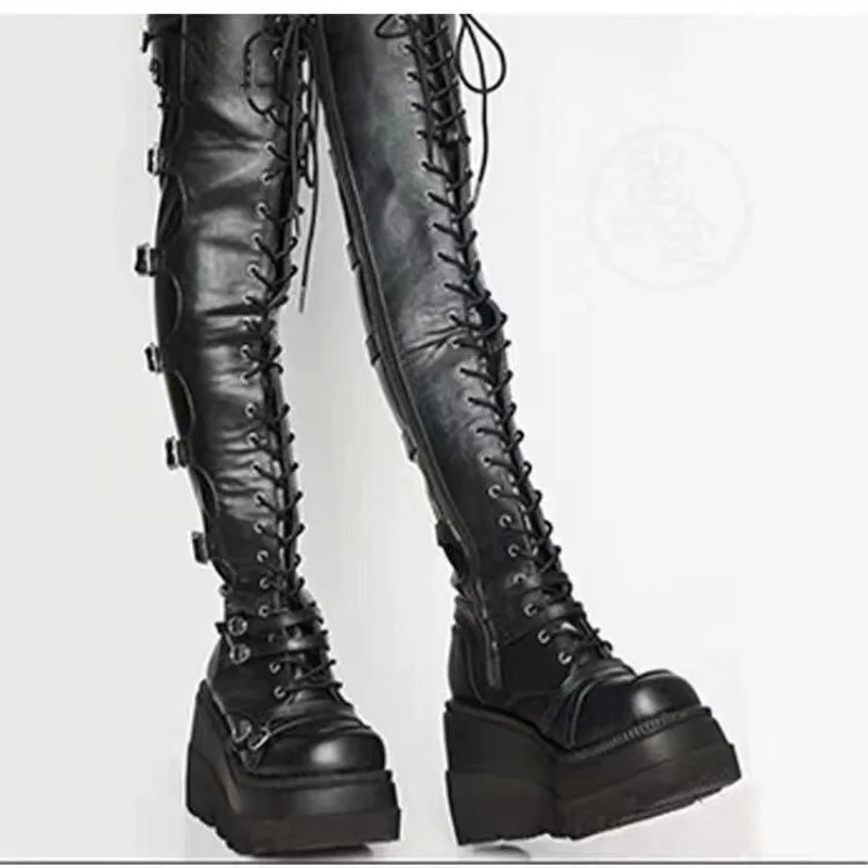 Autumn Winter Wedges Long Boots for Women Over-the-knee Boots Cosplay High Platform Women Boots High Heel Gothic Botas Altas 261019