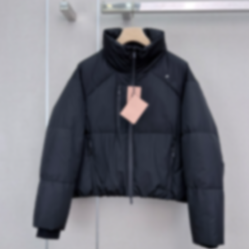 Designer Luxury brand Women Short Puffer Coat Stand Collar Windproof Thick Warm Cropped Down Jacket Daily Commute Winter Fashion Outerwear
