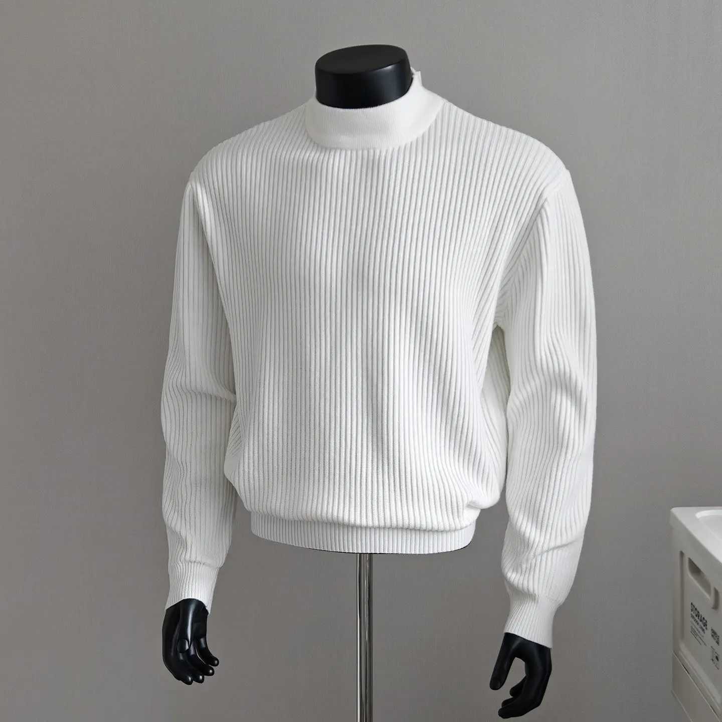 High Autumn Winter New Half Collar Striped Sweater Men's Long Slves Thick Warm Knitted Sweater Simples Casual Solid Pullover M261016