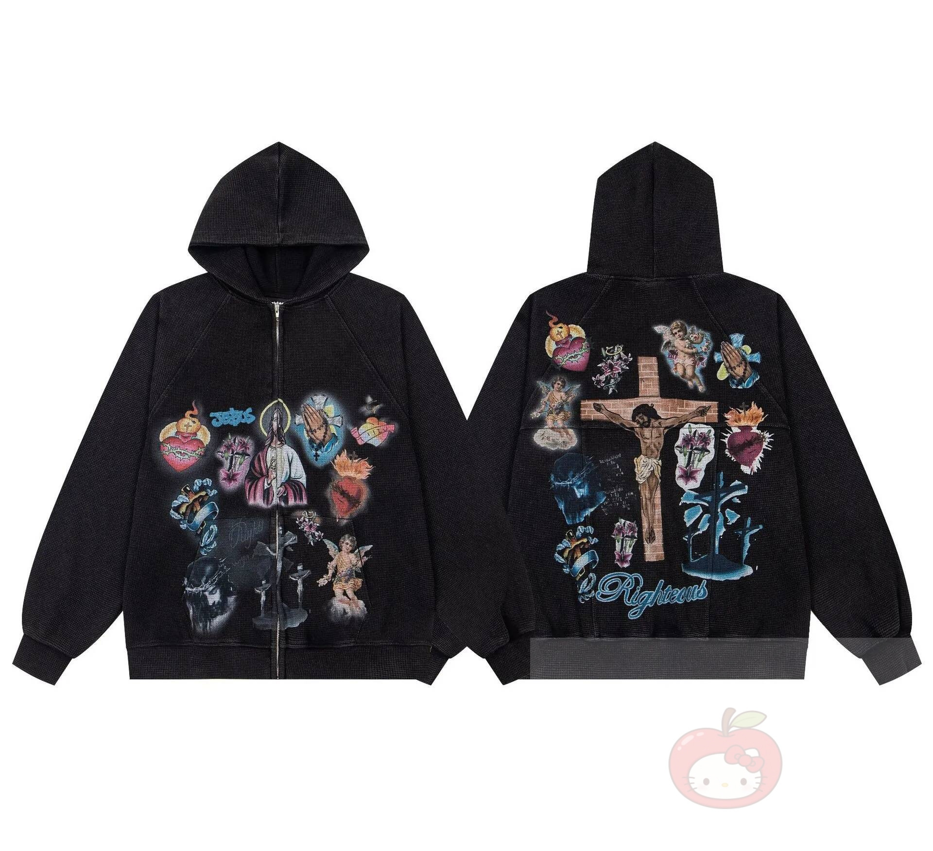 2026 ins European and American Wholesale 3D Printed Zipper Sweatshirt Long Sleeve Pullover Hoodie Vintage Jacket Street Fashion Y2K b4