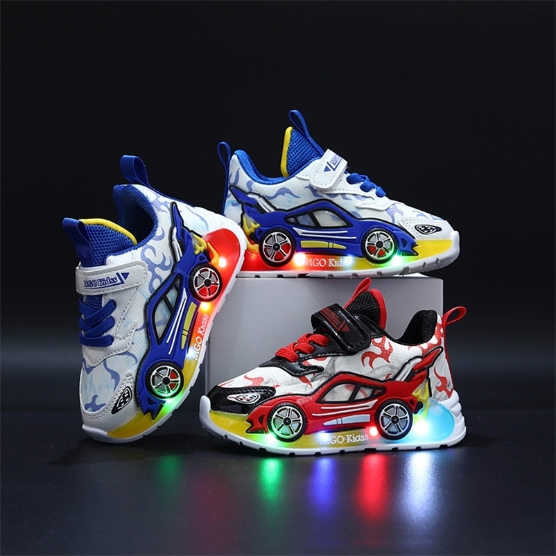 Mgo Kidss Spring and Autumn Children's Car-Themed Boys' Sneakers Cartoon Light-Up Shoes for Kids Boys' Gift 260929CJ