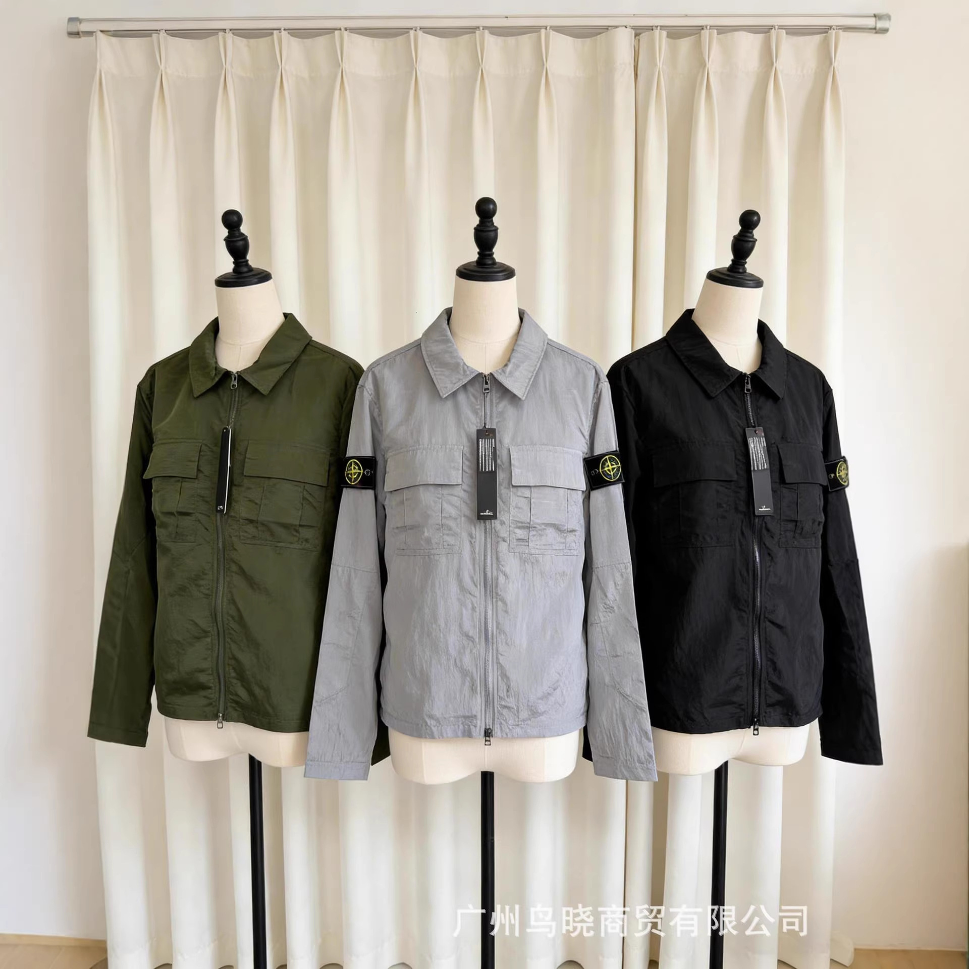 Cross-border Luxury goods designer foreign trade ST Island nylon metal badge jacket, sun protection clothing, outdoor zippered long-sleeve jacket fo