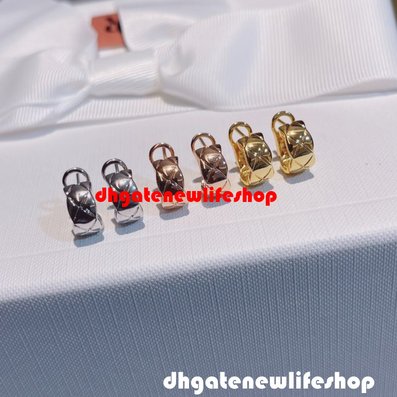 luxury cc earrings designer jewelry Gold Smooth Diamond Pattern Light Women's Earrings channel earrings
