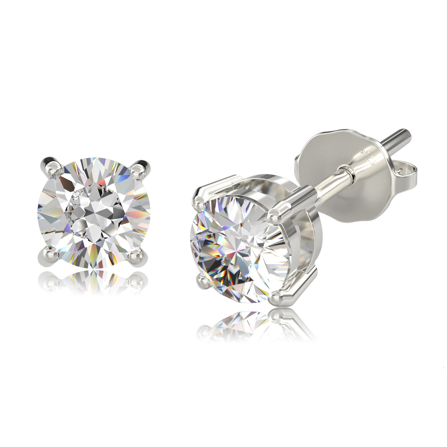 Real 18K 14K 10K Hot Sale 3mm-8mm 925 Silver Inlaid Moissanite Round Stud Earrings for Out D VVS Diamond Men and Women Basic Versatile Fashion Niche