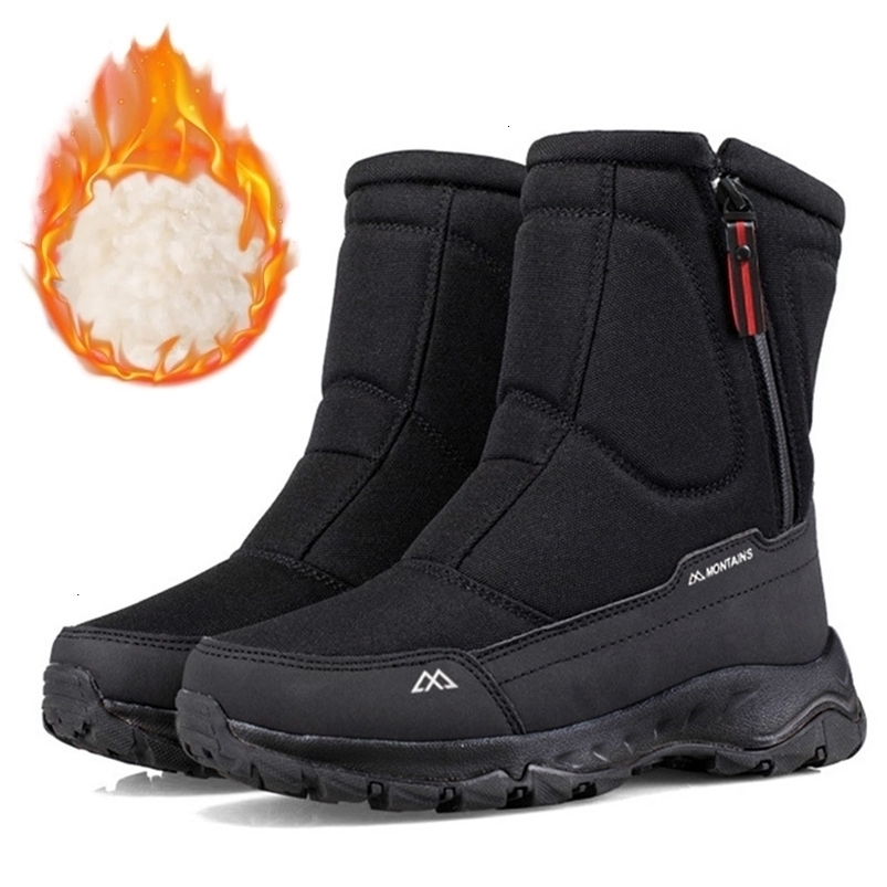 Large Size Winter Boots For Man Warm Plush Ankle High-Top Comfortable Snow Outdoor Men's Shoes Zipper 261009