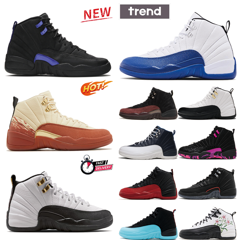 Taxi 12s designer basketball shoes for men women White Black Gold Black Yellow Elephant Print Bucks White Green Flu Game Blue Pearl Pink mens traine