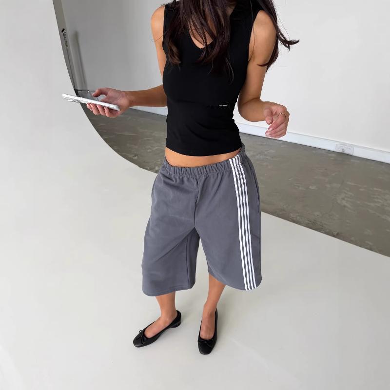Unisex Men Women Loose Four Stripe Casual Sports Shorts Polyester Travel Daily Spring Everyday Shorts S-XL