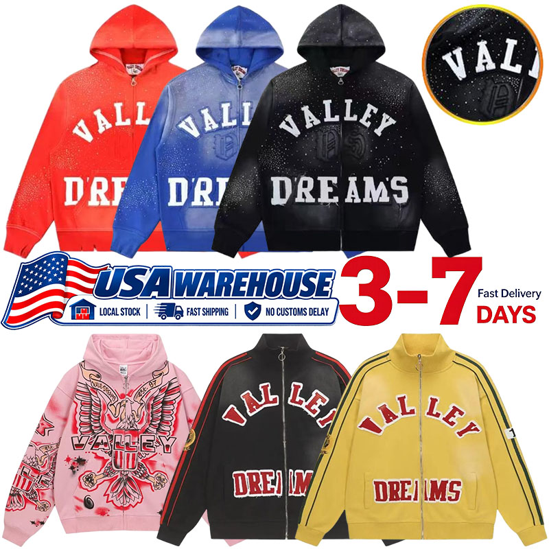 Valle Hoodies Zip Up Hoodies Valle Dreams Hoodies Jacket Designer Men Hoodies Unisex Washed Black White Pullover Loose Cotton Sweatshirts