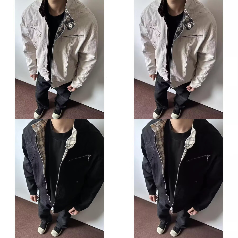 Cross-border American street style cleanfit short vintage denim jacket for men, vibe Harrington workwear jacket top