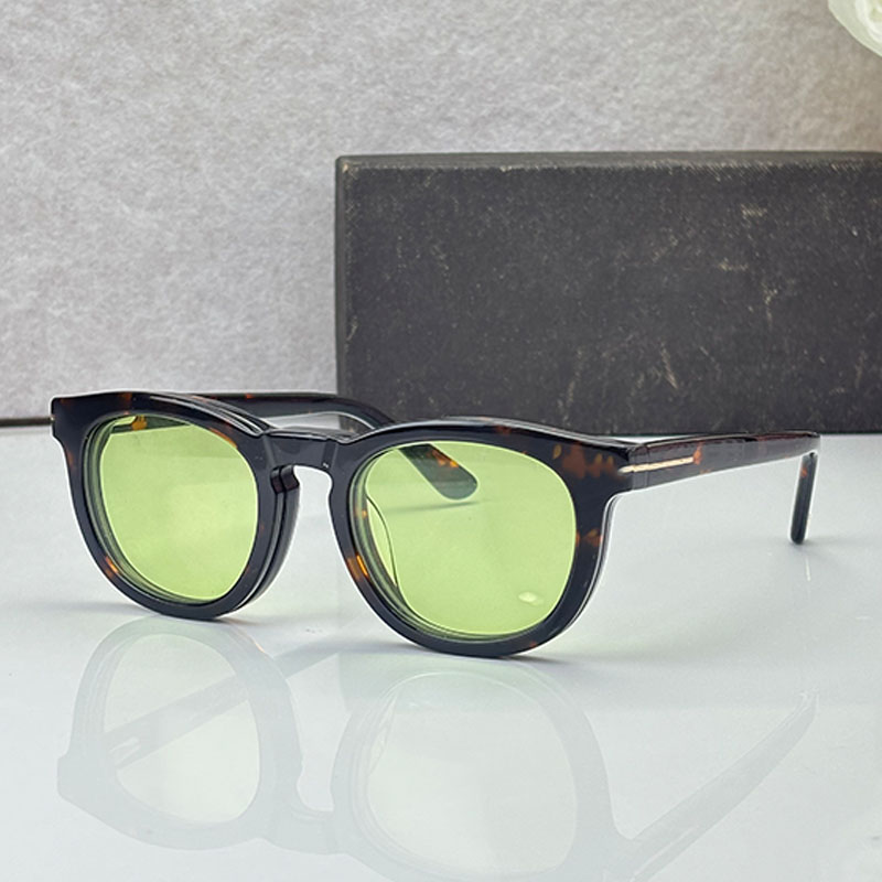 Designer Mens Round Sunglasses Acetate Green Lens Fairy Tale Hat Frame Magnetic Clip Removable Flip Optical Glasses FT5993 Fashion Travel Beach Styl