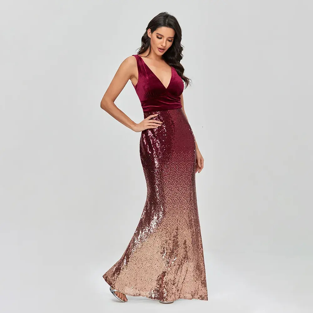 Urban Sexy Dress Party In Stock bodycon Mermaid V Neck Sequins Sparkle Long Turkey Evening Gown Prom Dresses Robe De Soiree Women 681