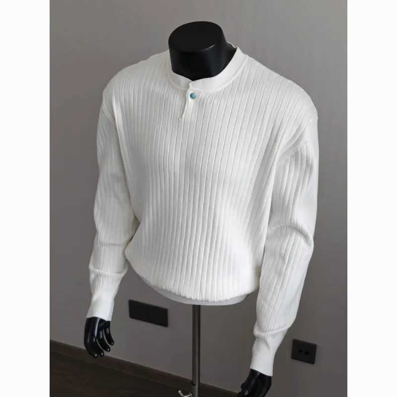 Sweater Textured Knit Men's Loose Spring Autumn American Style Casual Solid Color Inner Top M261016