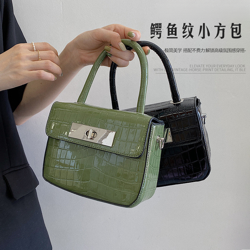 New Crocodile-Patterned Small Square Bag, Fashionable And Versatile Women's Handbag, Niche High-End Feel, Single-Shoulder Crossbody Commuter Ba