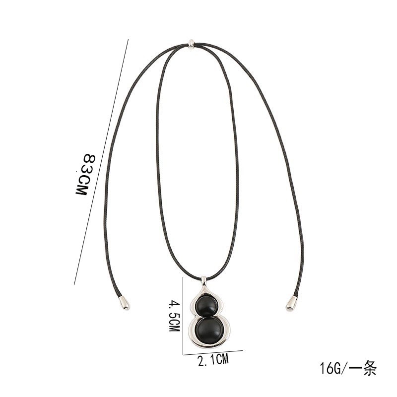black gourd agate necklace, 2026 new popular style, long pull-string sweater chain, hoodie chain for women