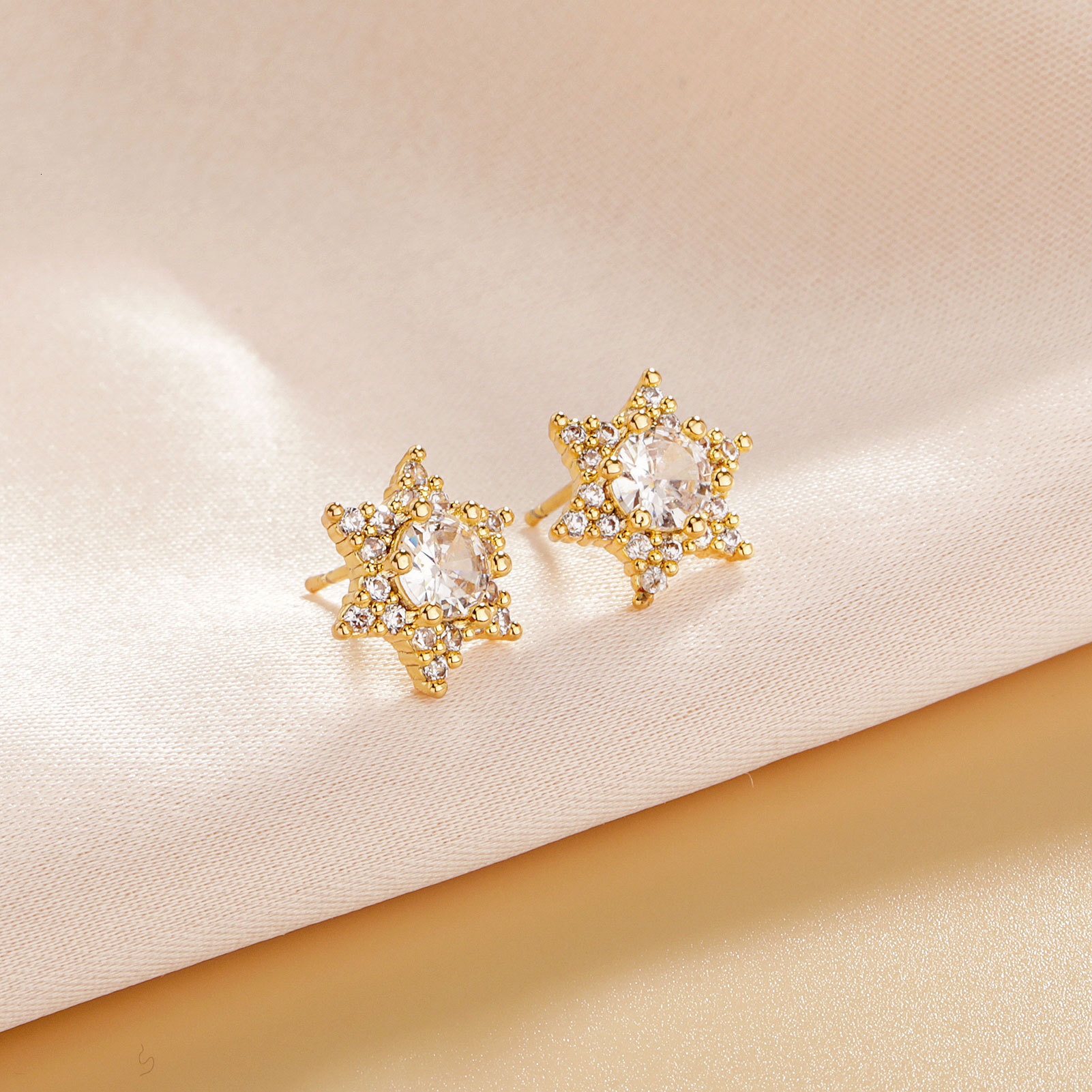 925 silver needle high-end full-diamond hexagram earrings for women, Luxury Iced fashionable and versatile earrings, direct supply Out D VVS Diamond