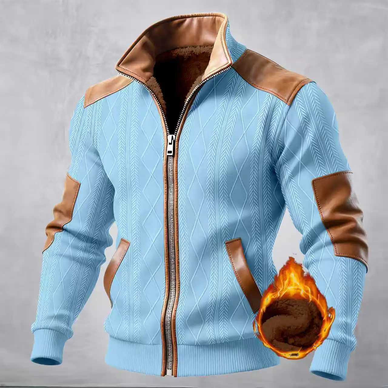 Spring/Autumn 2026 Men's New Muscle Jacket - Daily Casual Sport Long Sleeve Collar Zippered Windproof Warmth Thick Coat T261019