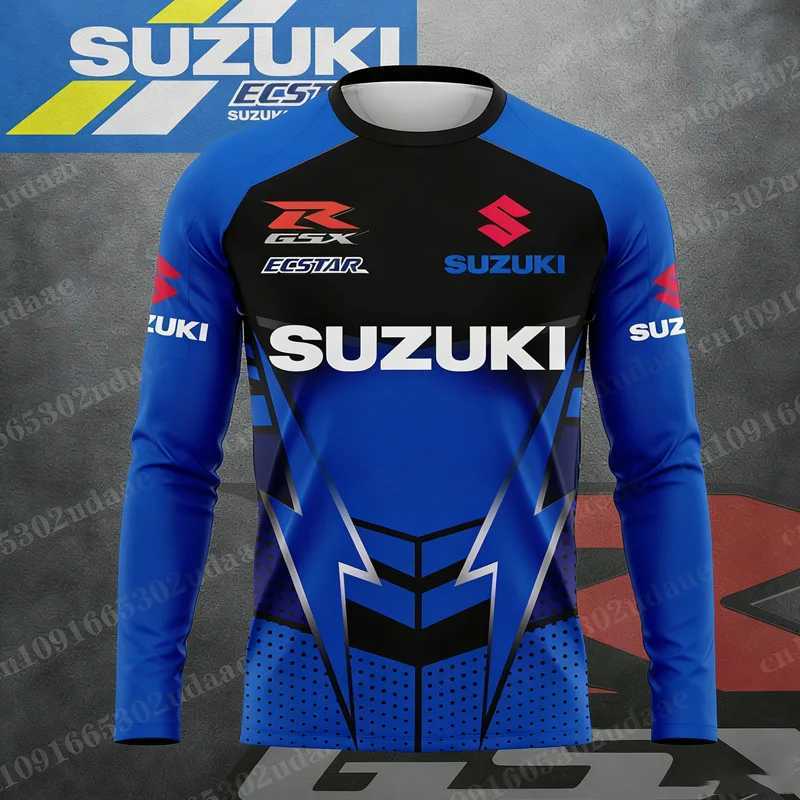 Suzuki Motorcycle 2026 New Fashionable Men's Street Quick drying Breathable Sports Motorcycle Summer Long sleeved T-shirt T261019