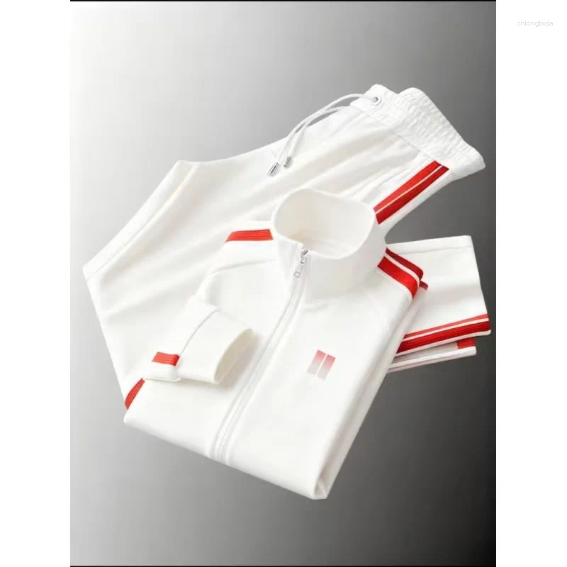 Spring Autumn Men Sports Sets Trendy Set Men's Cardigan Jacket Straight Leg Sweatpants Casual Two-piece Suit