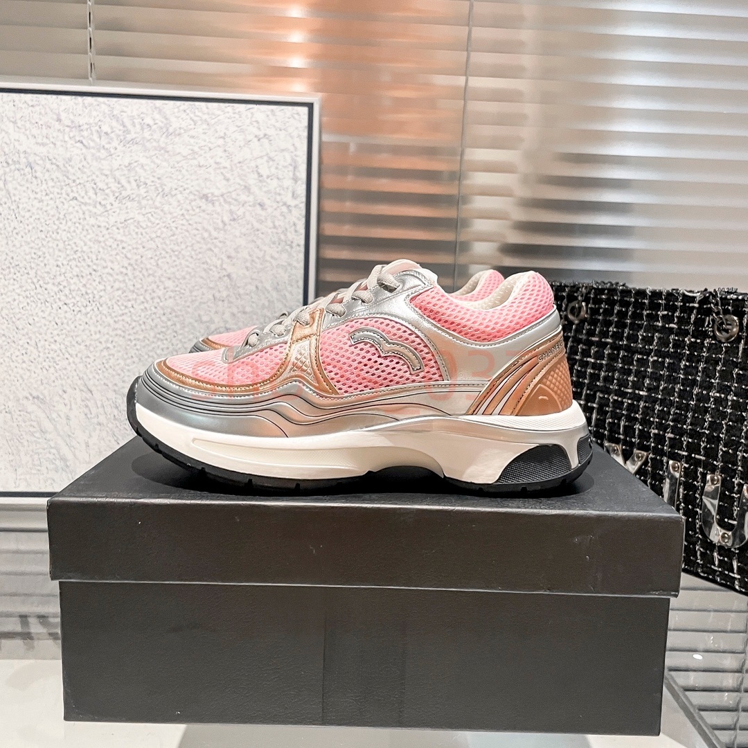 Luxury Designer Running Shoes For Women Mesh Breathable Metallic Silver Pink Sneakers Retro Star Dad Shoe Chunky Platform Outdoor Walking Zapatillas