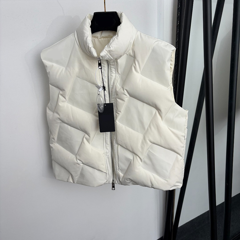 Designer Women Cropped Puffer Jackets Simple Warm Sleeveless Padded Gilet Autumn Winter Casual Slim Fit Cotton Waistcoat