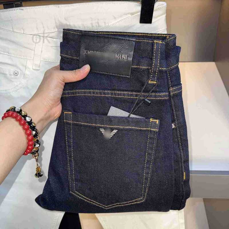 Men's Jeans Designer Italian AN European High-End Autumn Winter Men's Jeans Slim Fit Straight Leg Stretch Washed Blue Casual Men's Lo
