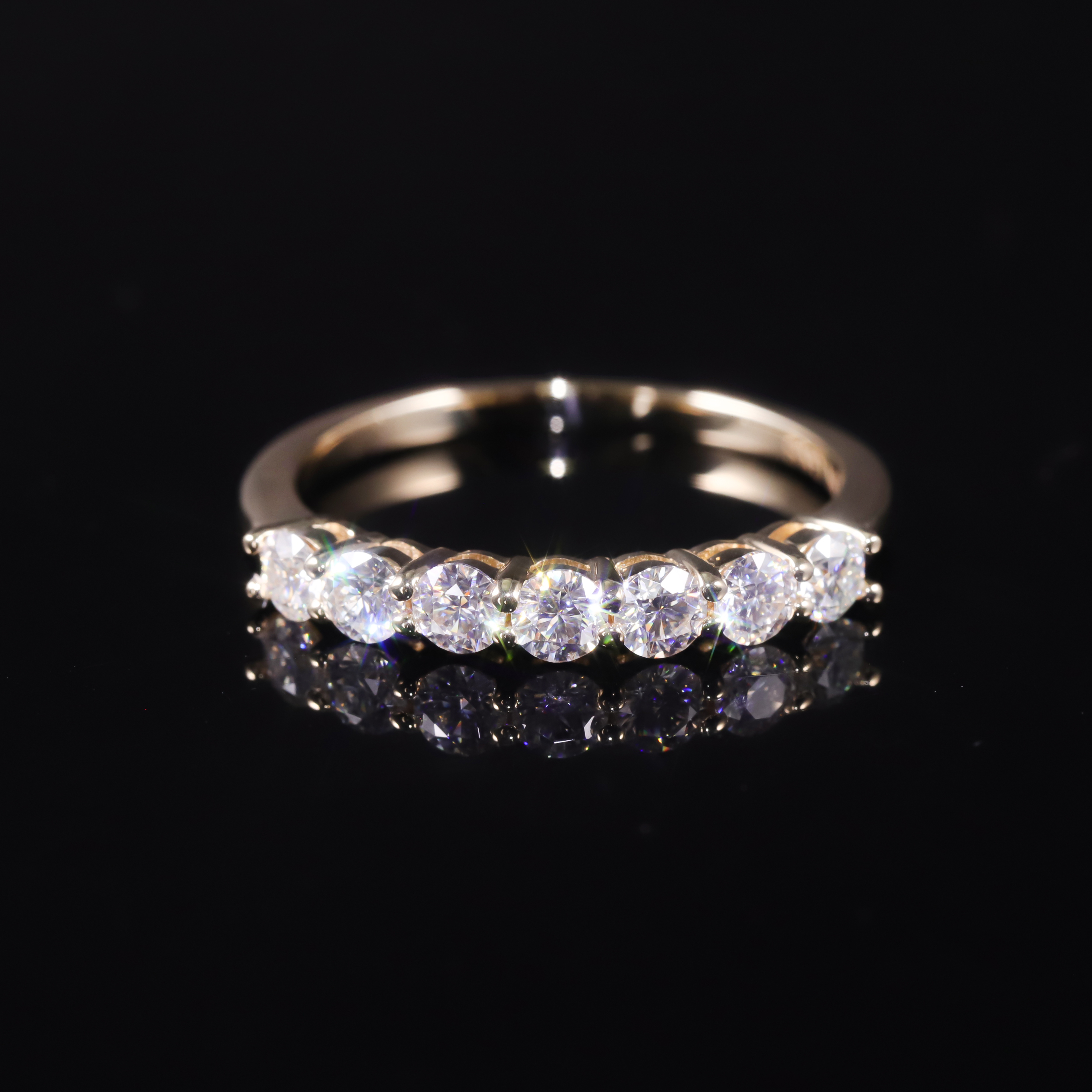 Custom Engagement 3mm Moissanite Diamond Au375 Real Gold Jewelry Half Eternity Band 9K Yellow Gold Wedding Ring