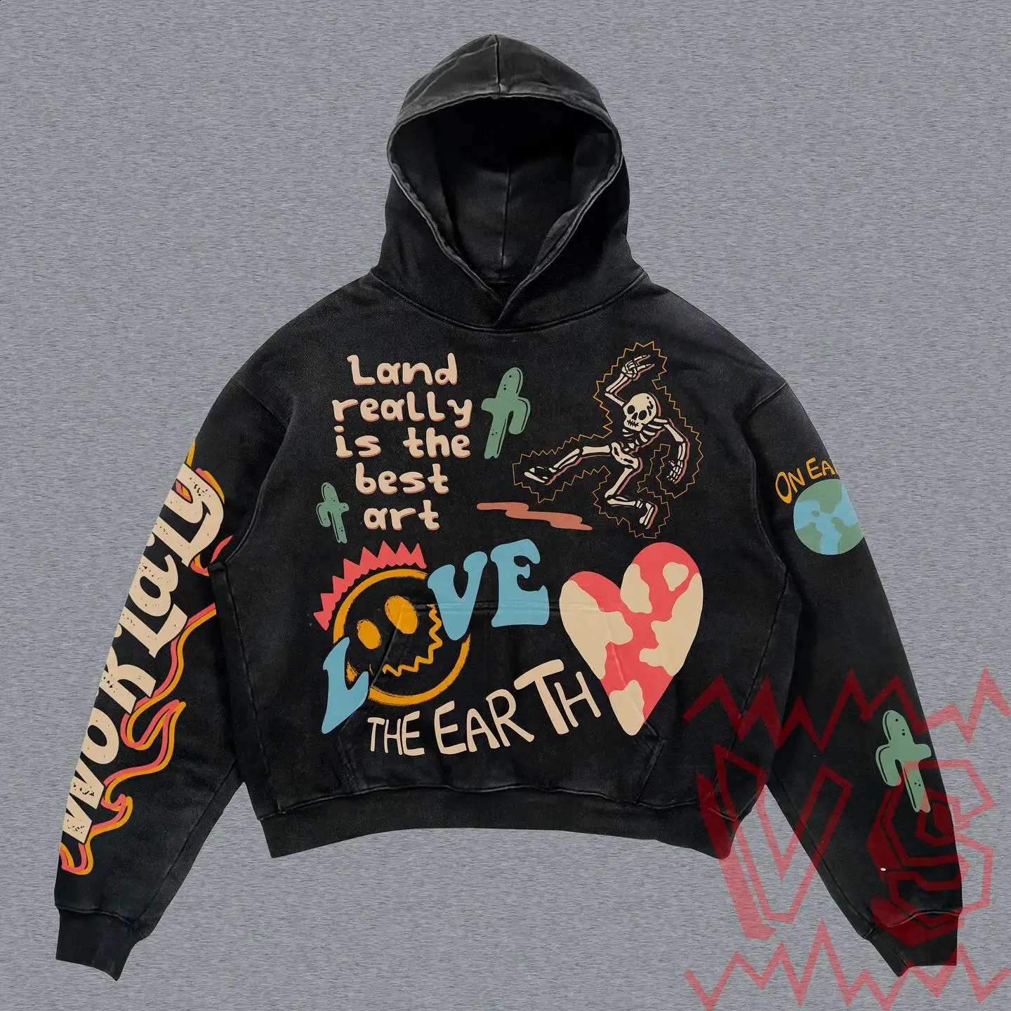 Harajuku skull letter oversized sweatshirt hoodie body armor hoodies women goth y2k tops 2026 streetwear gothic clothes 261014