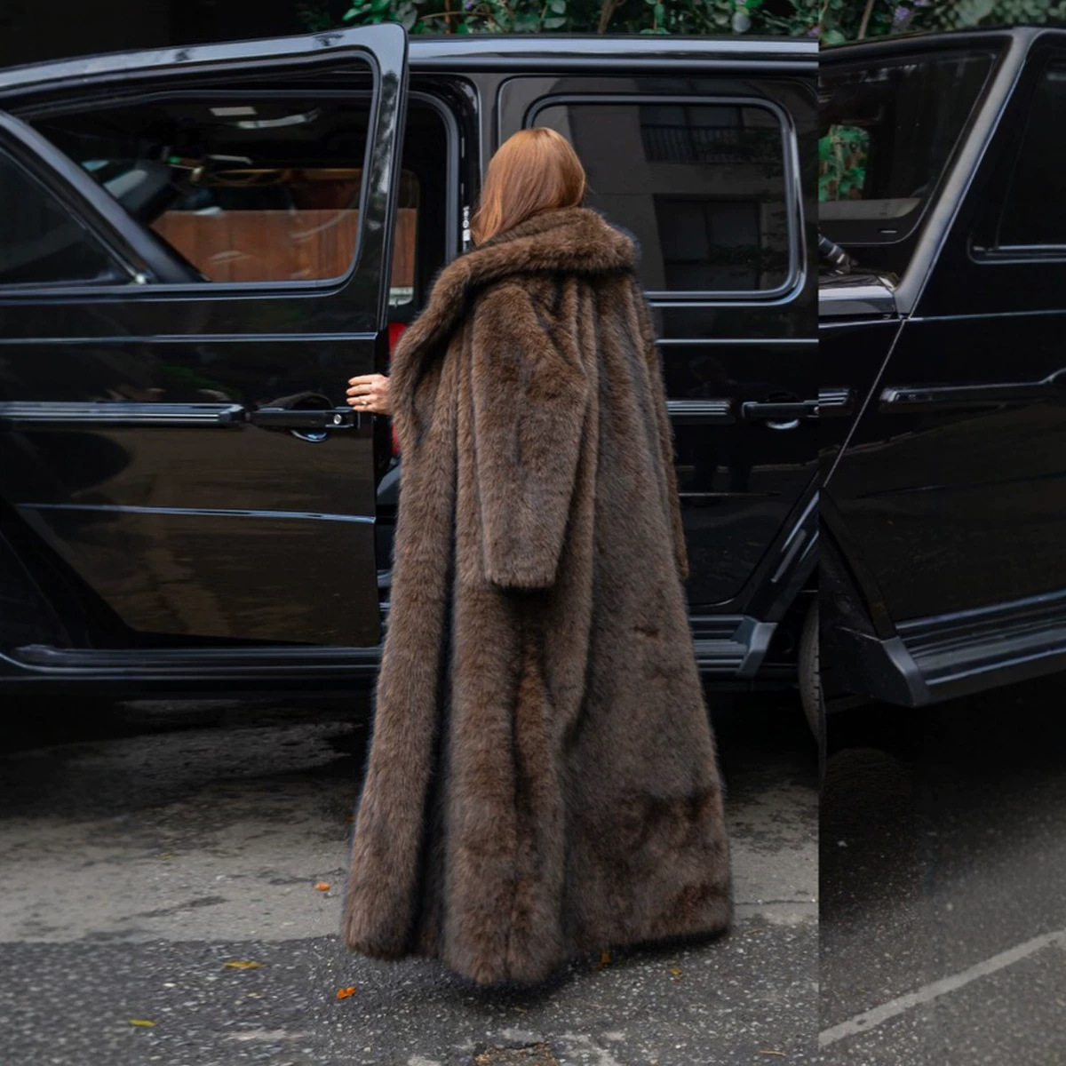 Women Solid Faux Fur Coat Lapel Long Sleeve Fluffy Luxury Loose Casual Outerwear Fashion Winter High Street Outwears