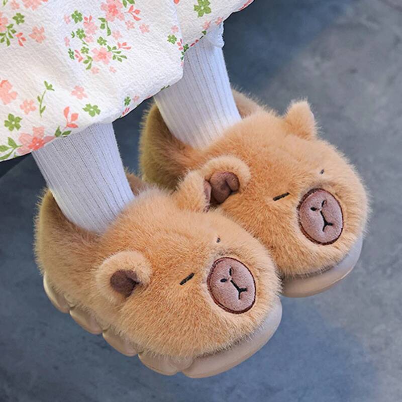Fury Children's Capibala Winter 2026 Non Slip Thick Sole Indoor Slippers Warm Plush Parent Child Home Shoes Size 24-45 J261019