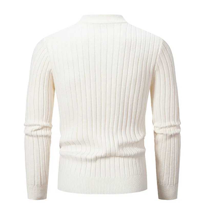 Sweater Fashion Mock Neck Men's Autumn Winter Solid Color Knitted Pullovers Men Causal Slim Fit Warm Pulloer Knitting Sweaters M261016