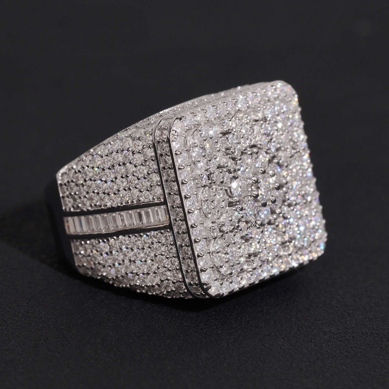 925 Sterling Silver White Gold Solid Platinum Moissanite Ring for Men and Women D Color VVS Moissanite Ied Out Diamond Ring for Party Wedding Nice G