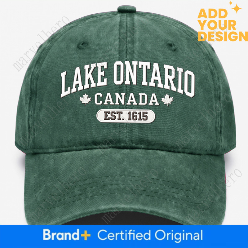 Cross Border Washed Cotton Embroidered Hat Men S LAKE ONTARIO Soft Top Baseball Cap Amazon Bestseller
