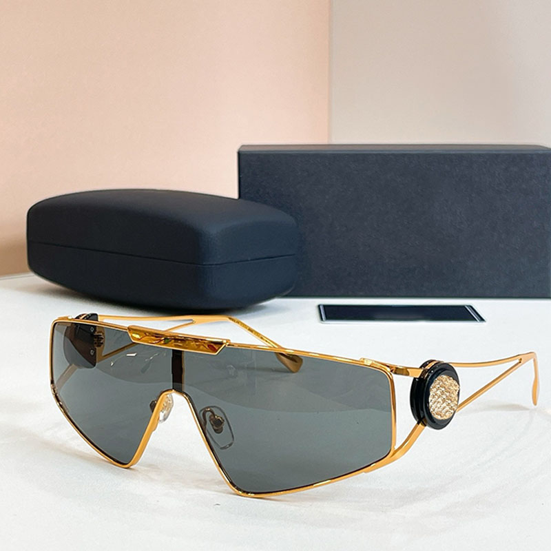 Luxury designer mens womens sunglasses metal integrated shield shaped goggles VE6878 metal logo triangular mirror legs driving sports multifunctiona