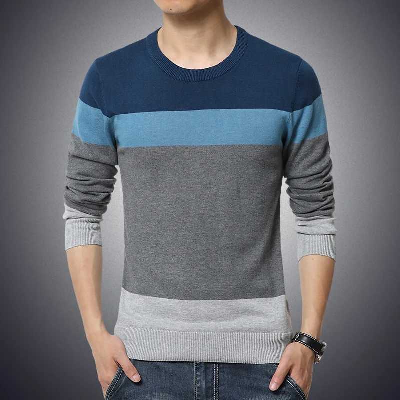 Autumn Casual Men's Sweater 2026 O-Neck Striped Slim Fit Knittwear Mens Sweaters Pullovers Pullover Men Pull Homme M-4XL M261016