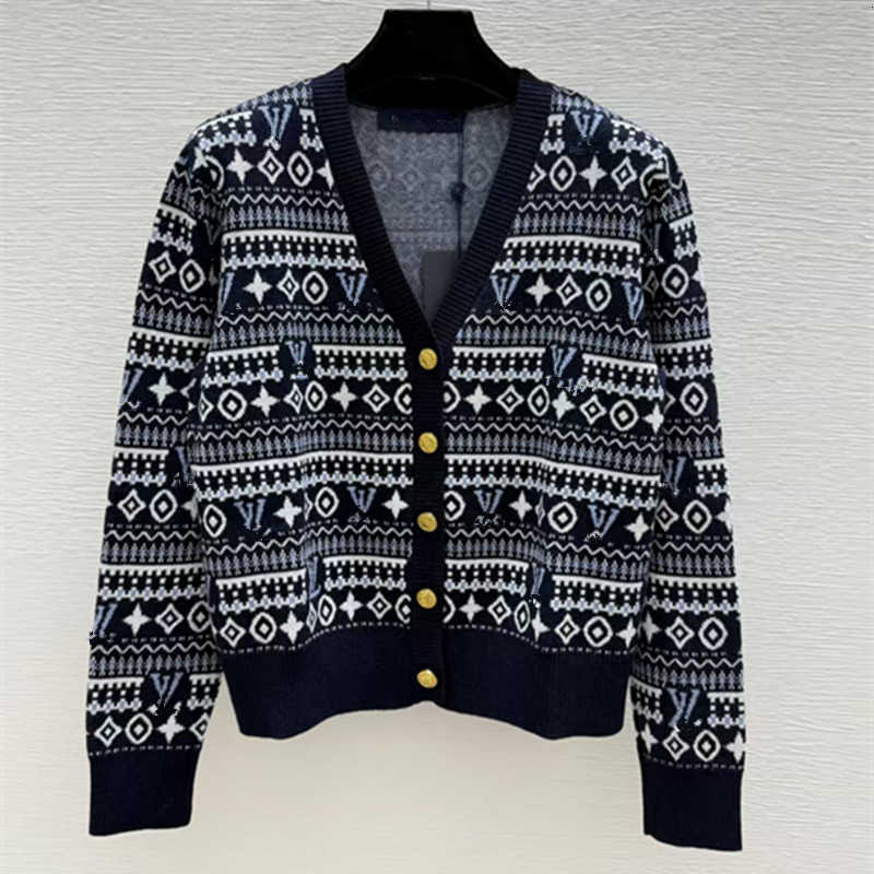Women's Sweaters designer woman L26 Autumn New Fashion Jacquard V-Neck Slim-Fit Age-Reducing Elegant Knit Cardigan