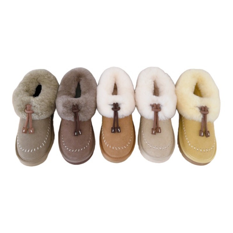 Winter Men Women Real Sheepskin Wool Platform Slippers New Design Ladies Thick Soled Warm Shoes Classic Outdoor Fur Ankle Snow Boots US4-US14 UUU785
