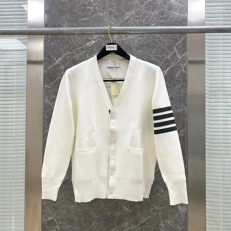 Men's Sweaters Designer Knitted Cardigan Sweater Classic Red White Blue Striped Casual Button Pocket Loose V neck Outerwear Autumn 3f