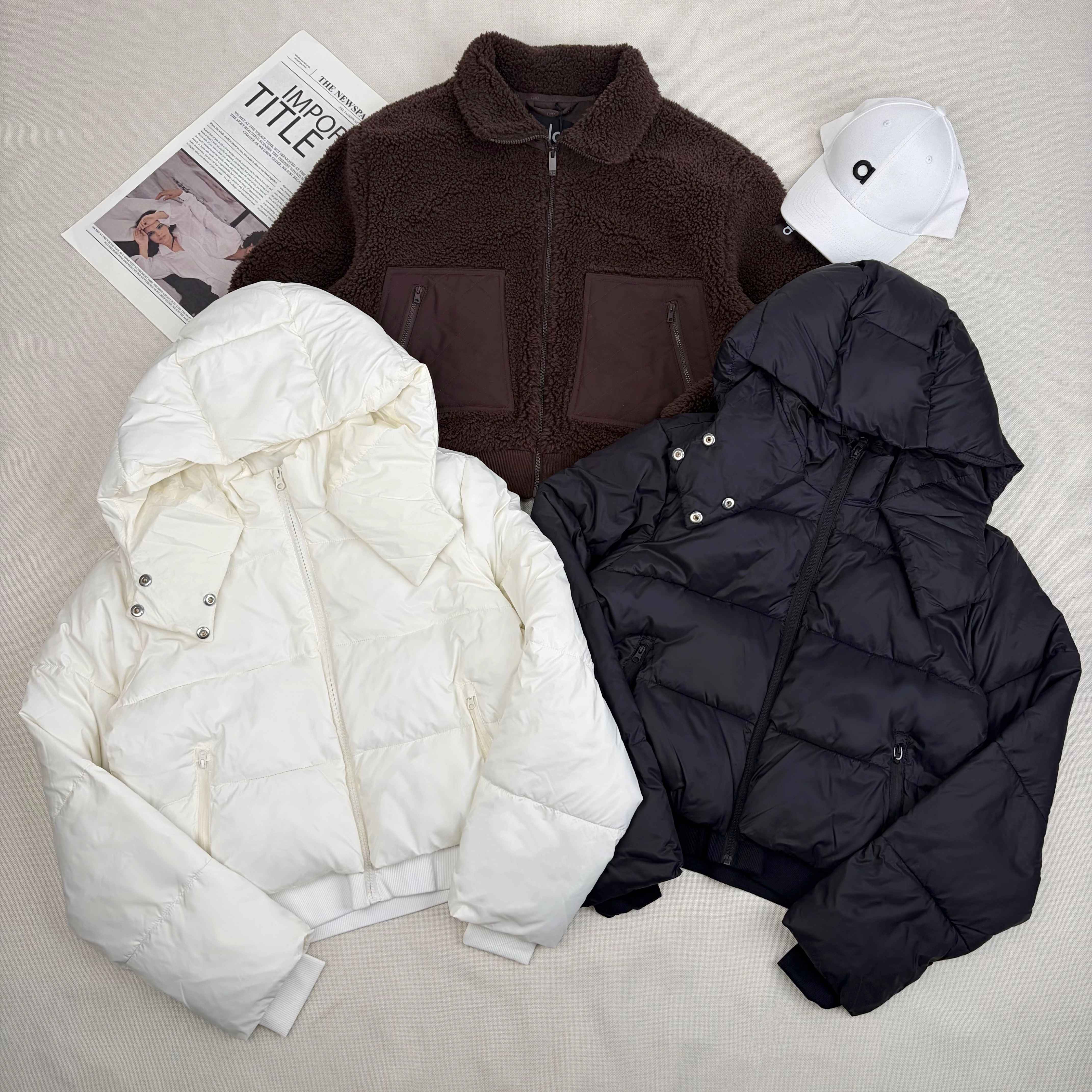 Designer Women's Lamb Wool Hair Jackets Navy Blue Fleece Coats Zipper Thick Winter Coat Cotton Crop Tops Hoodie Clothes Clubhouse Puffer jacket