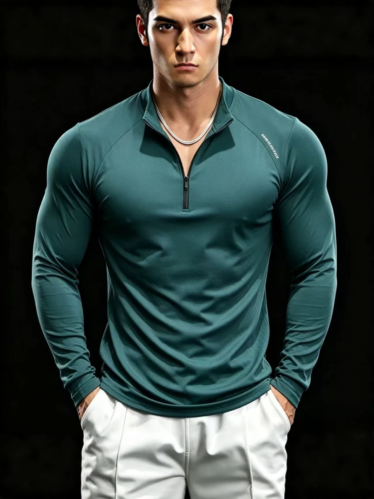Affordable elastic half-zip long-sleeve training shirt, suitable for casual wear, running, sports, fitness, outdoor activities in spring and autumn;
