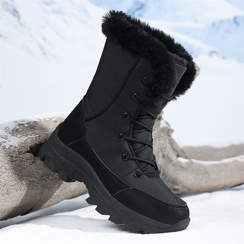 Winter Snow Boots for Women Waterproof Non-Slip Warm Northeast-Style Large Cotton Shoes Ski Fleece-Lined Thickened Wear-Resistant High-Top 261009