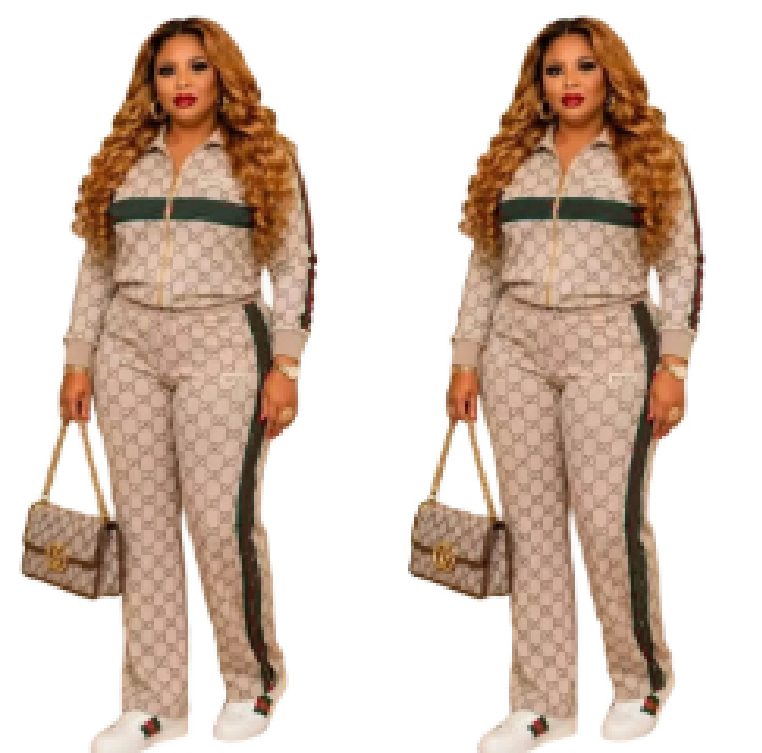 Casual Splicing Tracksuits Women's Stand up Collar Zipper Jacket high waist straight leg wide leg pant Two Piece Set Sportswear